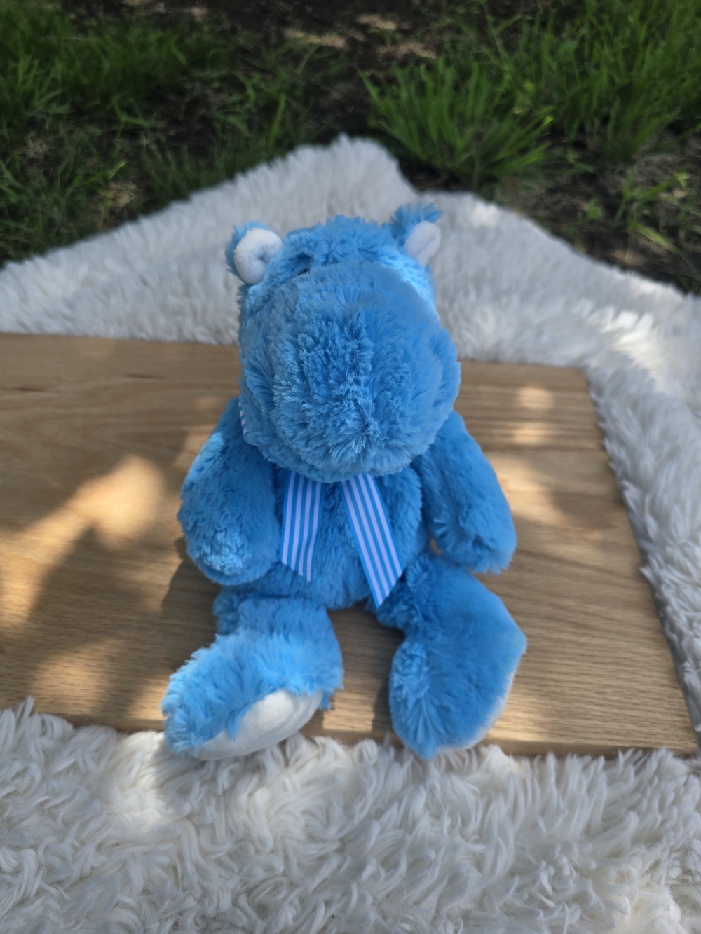 Plush Blue Hippo Stuffed Animal for Kids - Soft Cuddly Toy